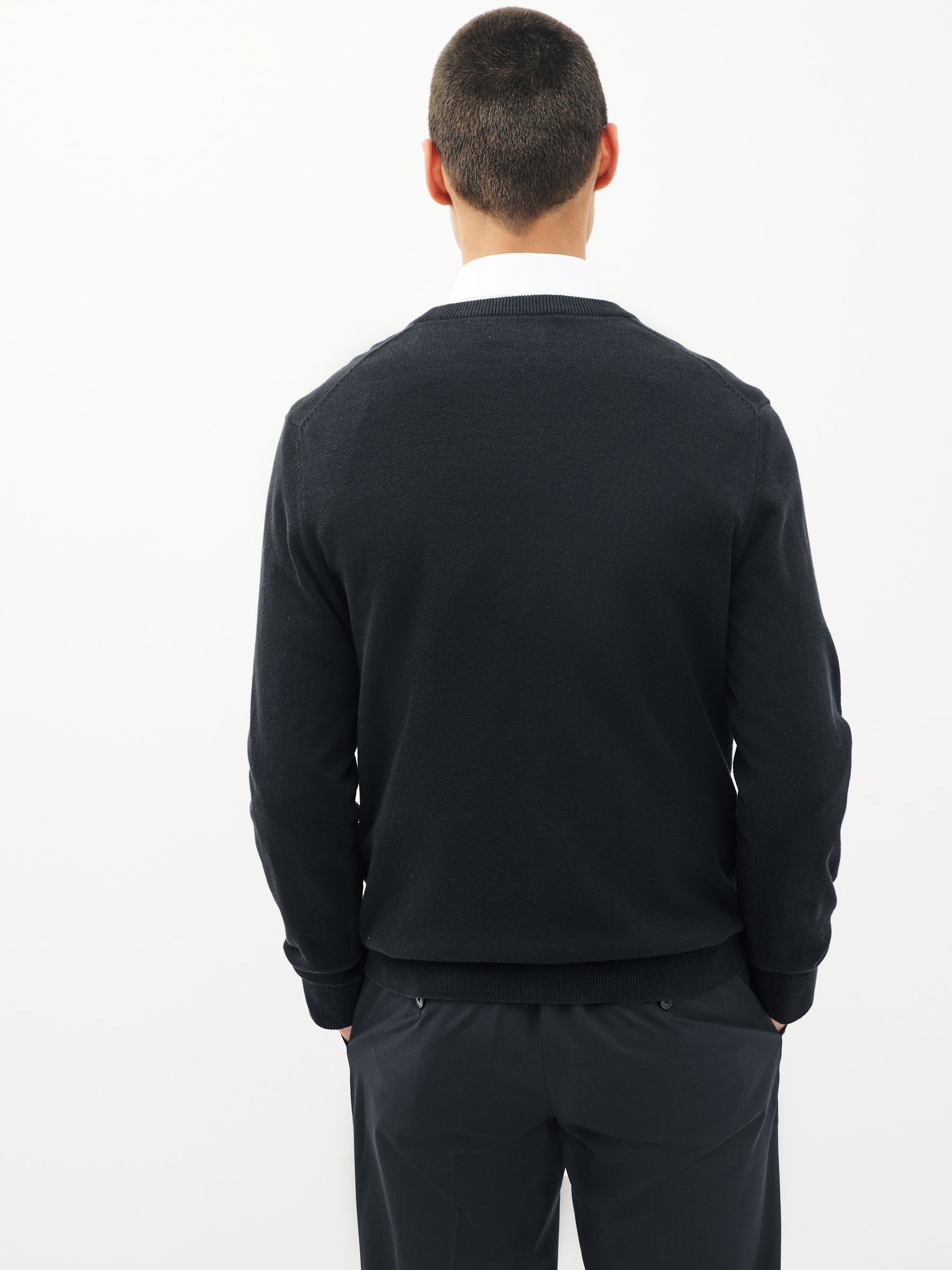 Donkerblauw - Regular-fit trui van puur katoen met ronde hals