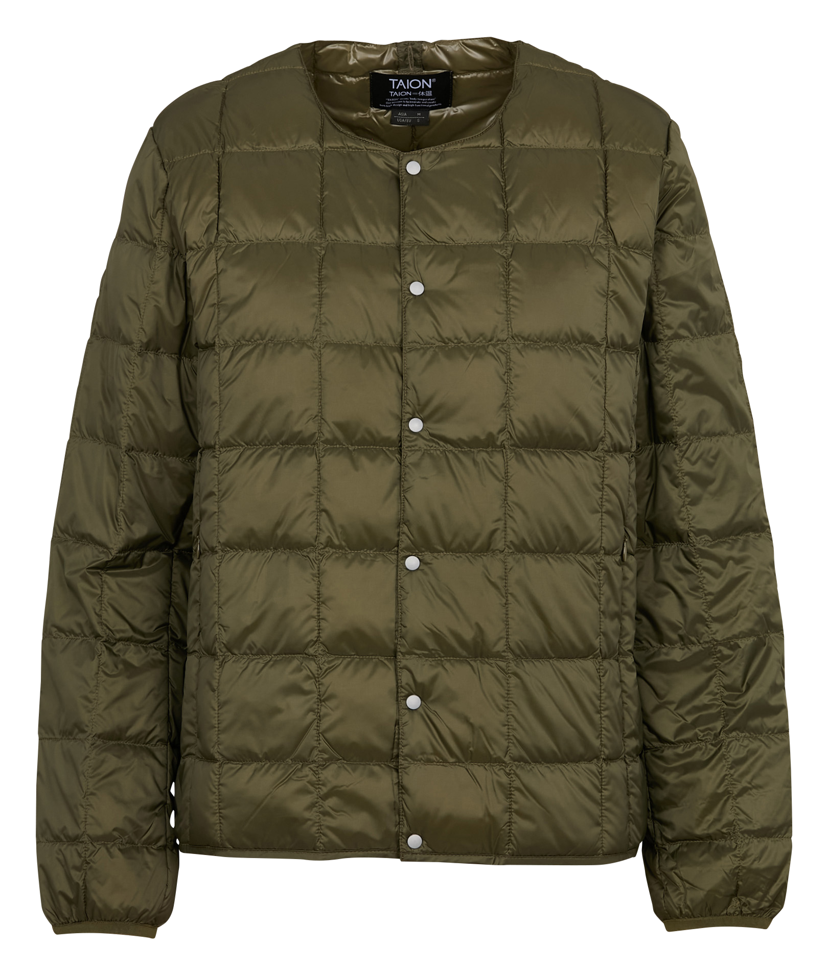 Veste col rond matelassée | Kaki