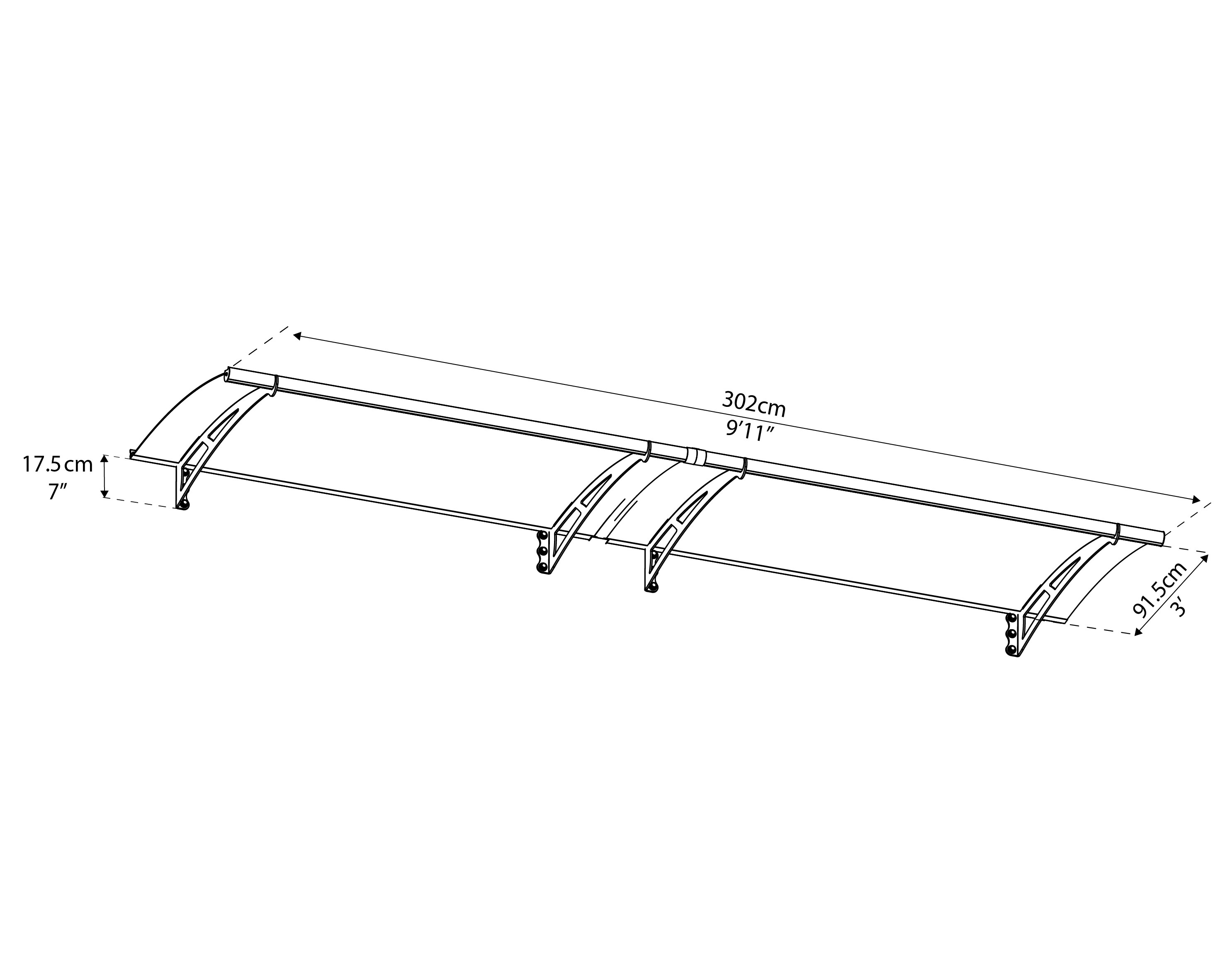 Canopia Aquila Vordach, solar grau, klar 302x91,5x17,5 in cm (LxBxH)