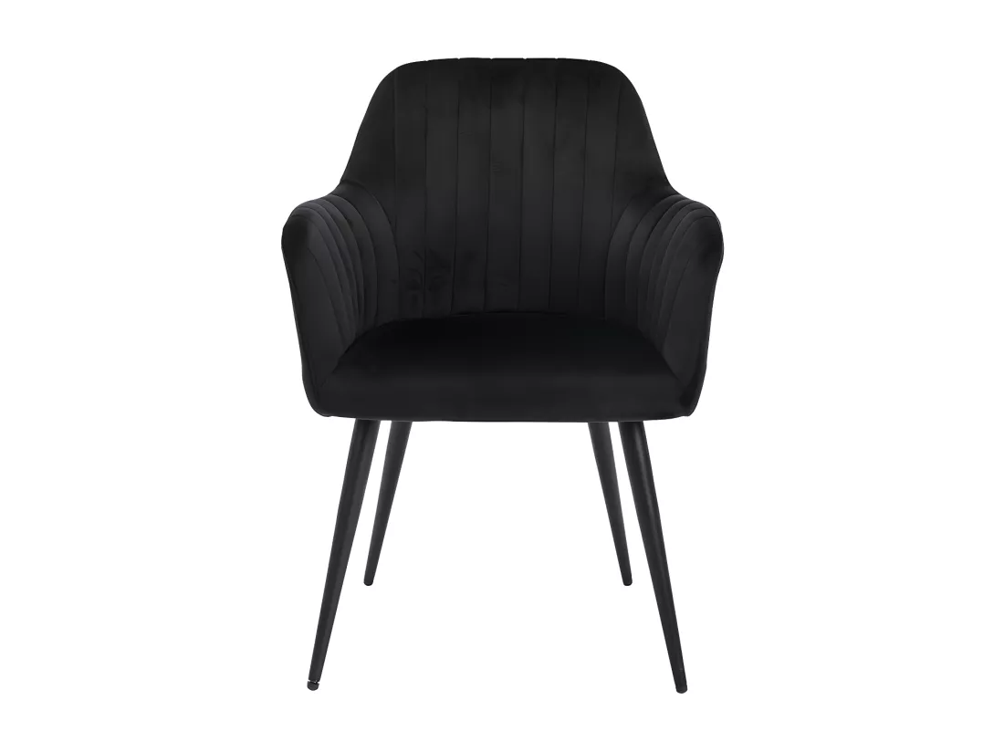 Lot de 2 chaises avec accoudoirs en velours et métal - Noir - ELEANA