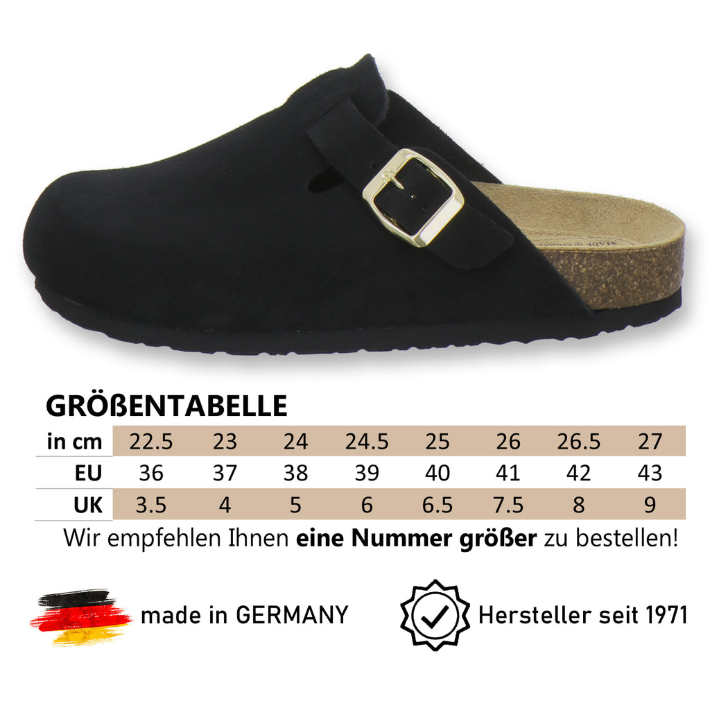 Clogs Damen Leder schwarz Velour