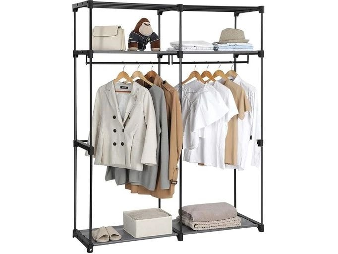 Songmics Regal Grau, 43 cm (B) x 174 cm (H) x 140 cm Kleiderschrank