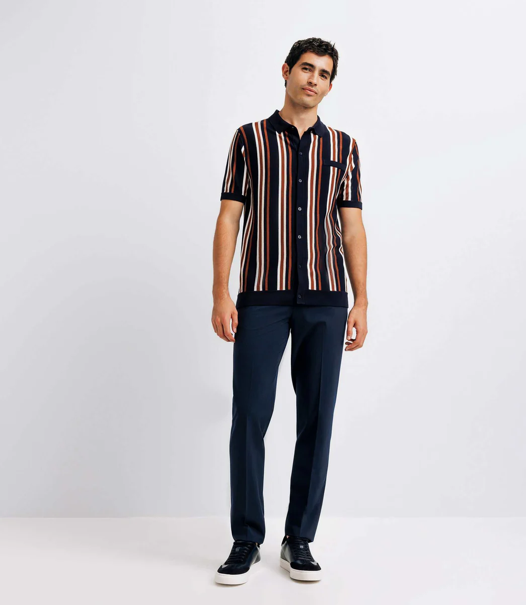Polo en maille rayé marine