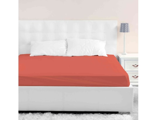 TERRE DE NUIT - Drap housse jersey orange terracotta bonnet 30 cm 80x200