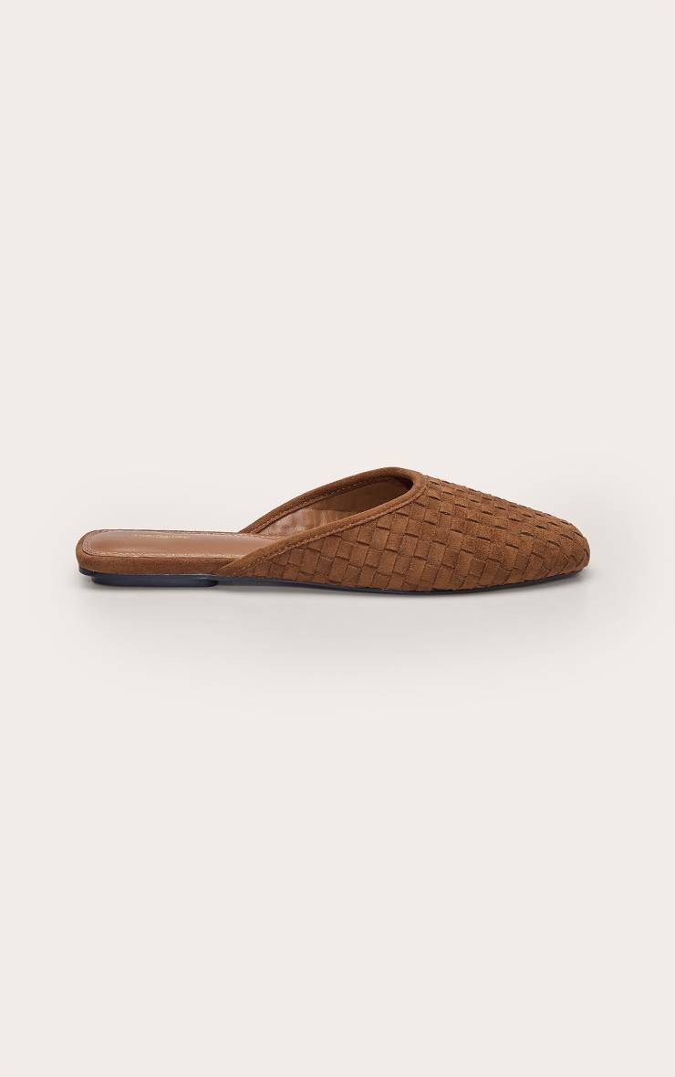 Marron Ballerines Mules Tressées