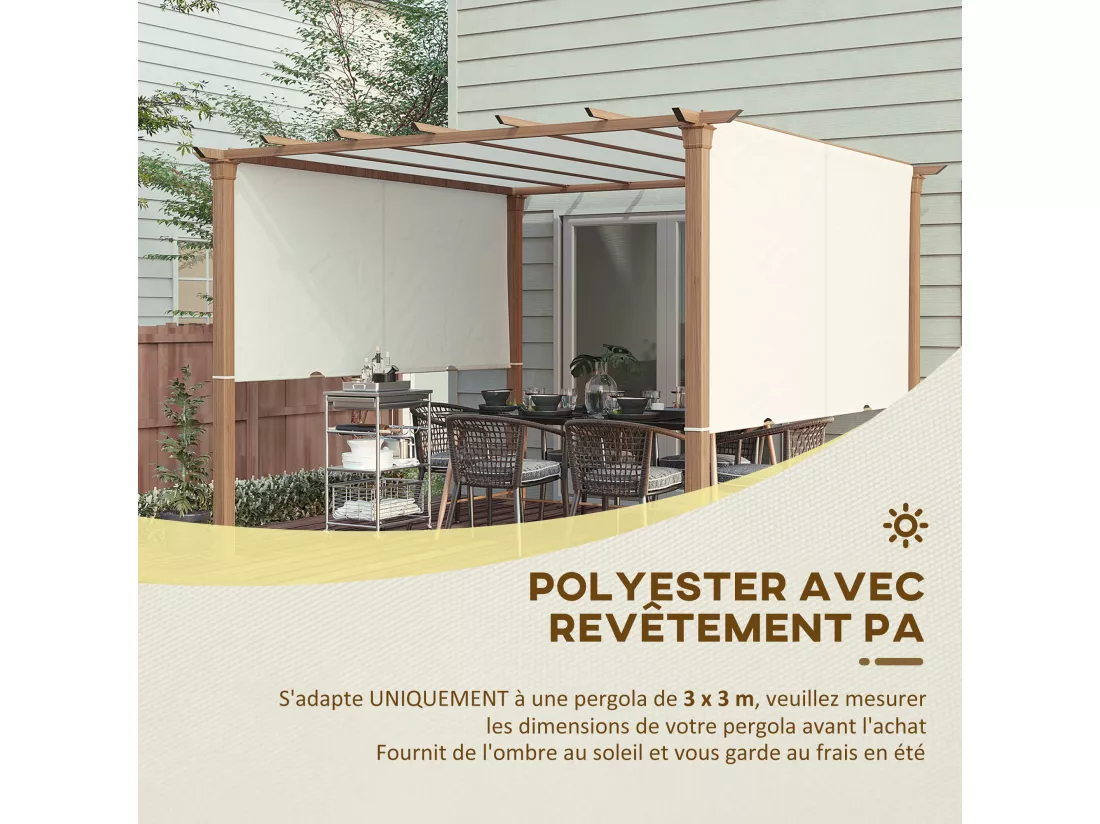 Toile de rechange pour pergola 3 x 3 m polyester haute densité 180 g/m² beige