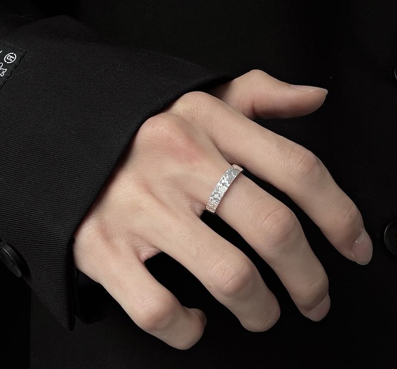 Kopesh - Bijpassende getextureerde sterling zilveren ring / set