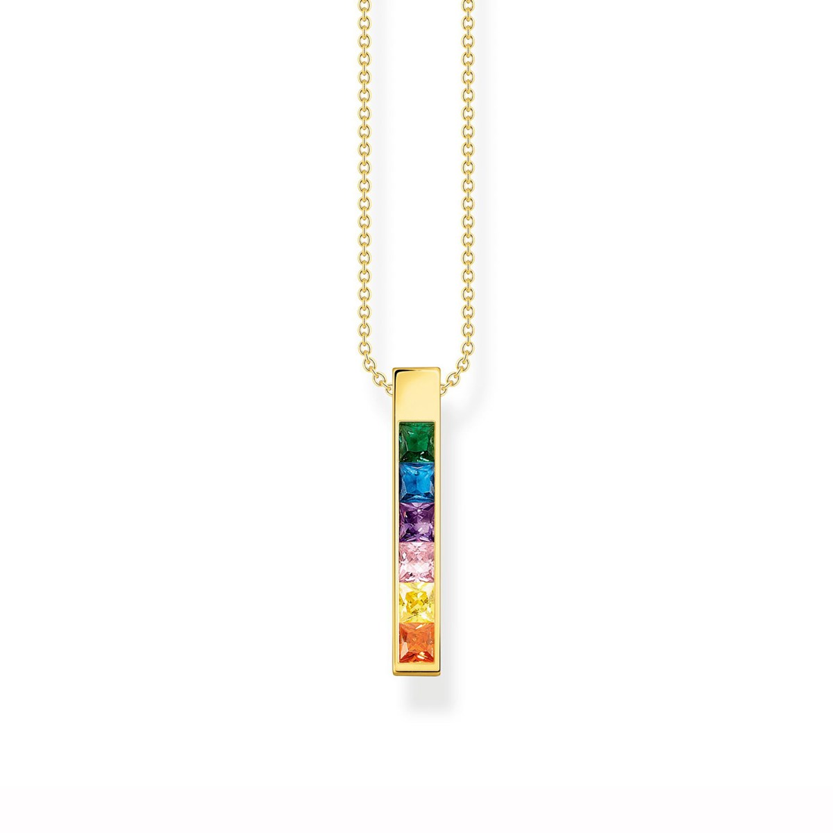 Collier Thomas Sabo argent doré oxydes arc-en-ciel