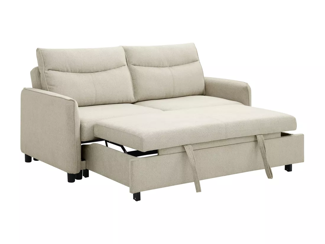 Canapé 3 places convertible en tissu beige IPANEDA