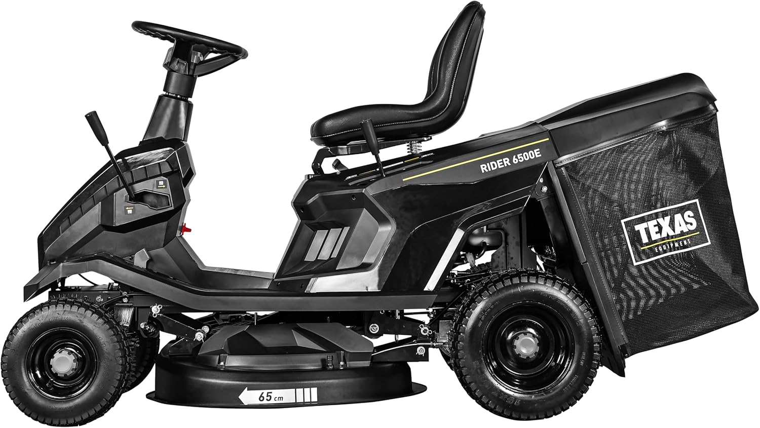 TEXAS Benzin Rasentraktor Aufsitzmäher Rasen Traktor Rasenmäher Traktor Aufsitzrasenmäher Rasenmäher Bulldog Gartentraktor Hochgrasmäher Rider 6500E | 224cm³ | 6PS | 65cm | E-Start | Fangkorb | 4V+1R