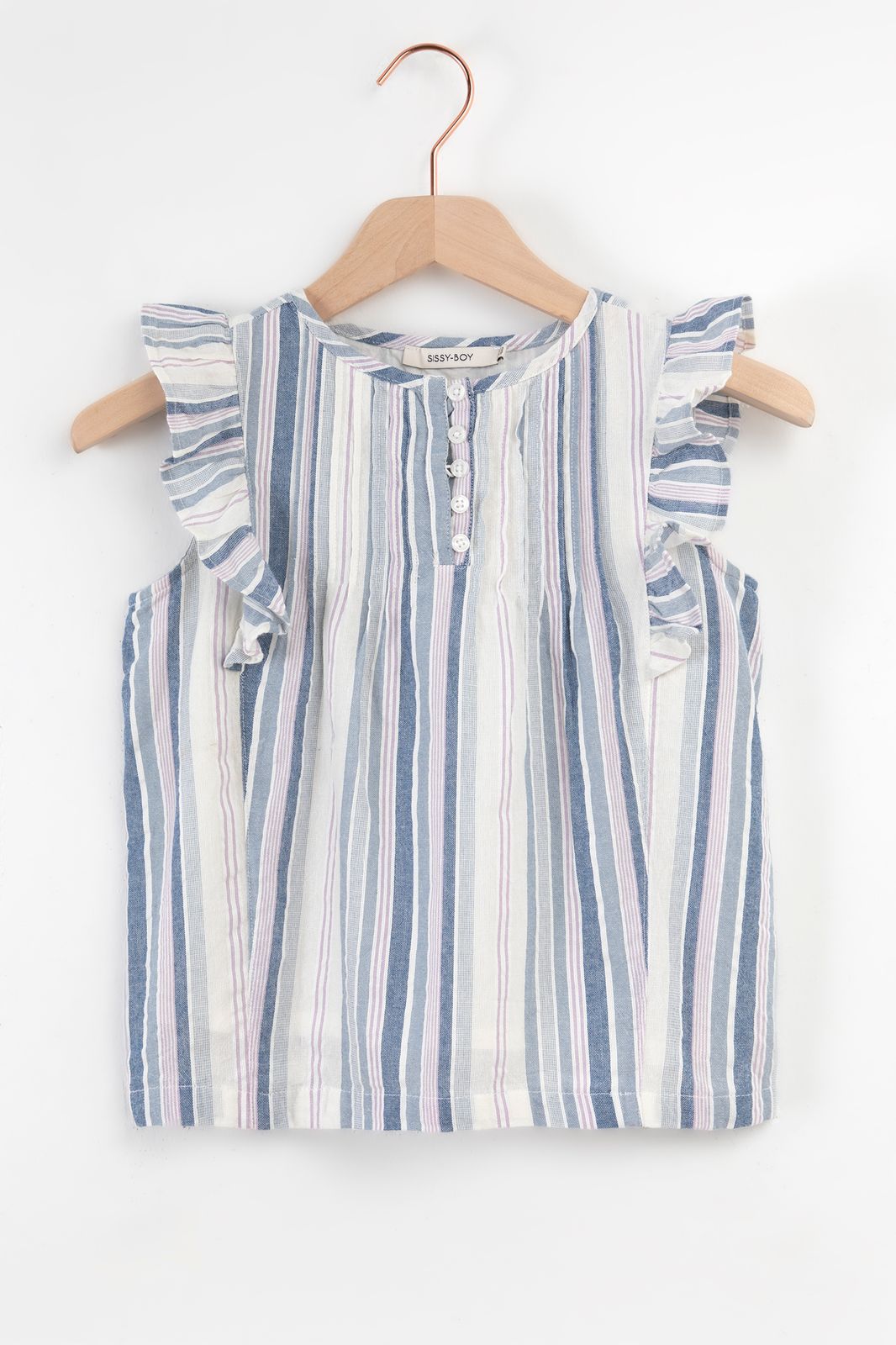 Multicolour gestreepte mouwloze blouse