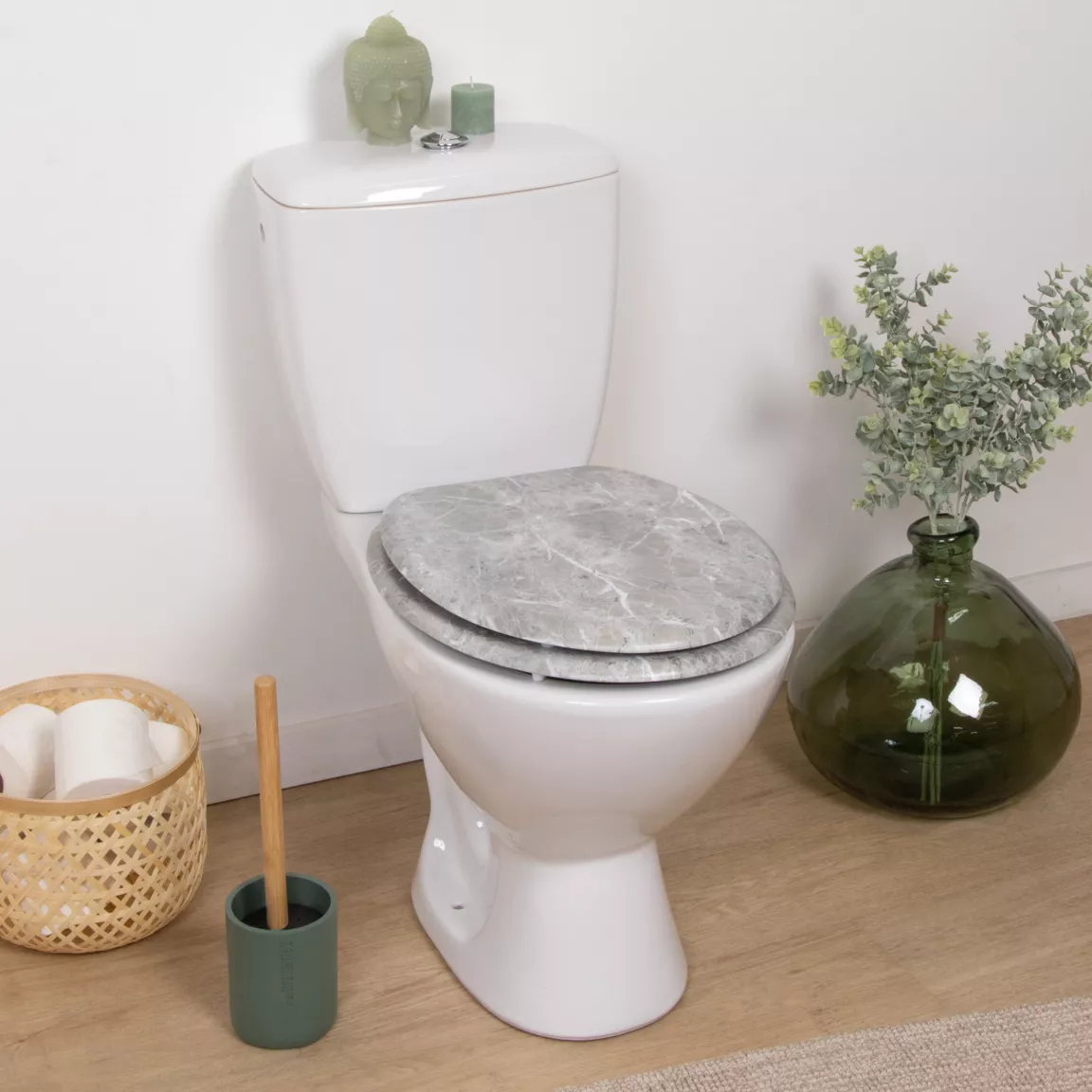 Abattant WC 18 pouces MDF Façon Marbre Gris