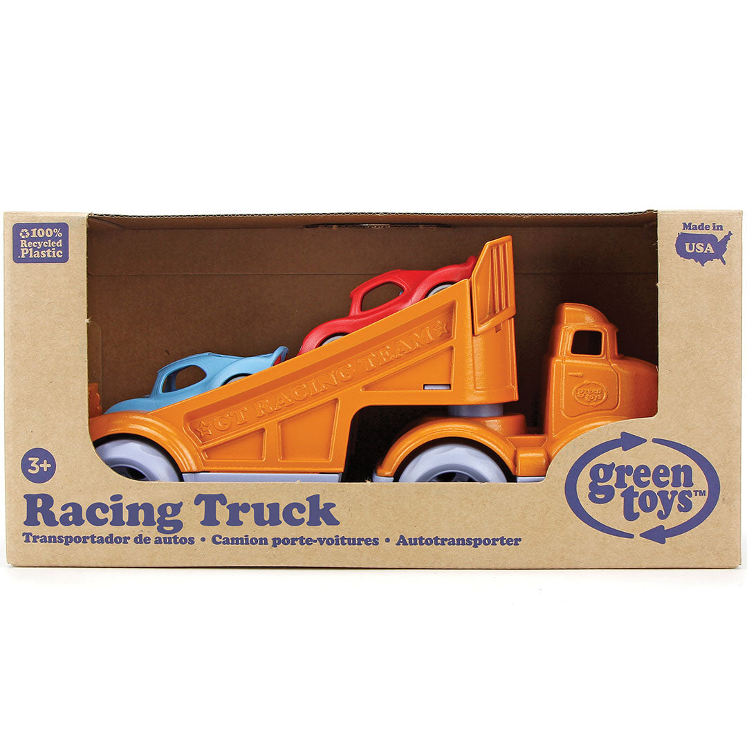 Green toys truck en 2 racewagens