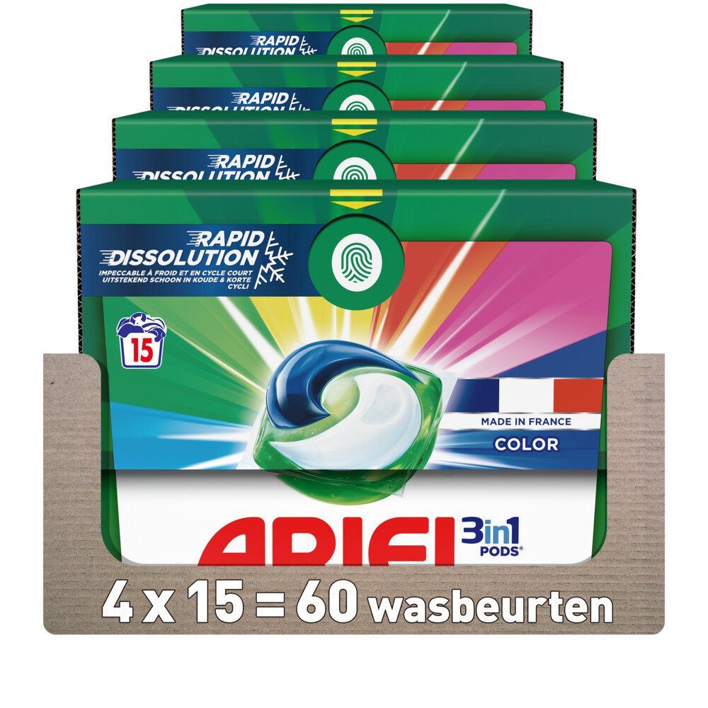 4x Ariel 3in1 Wasmiddel Pods Color15 stuks