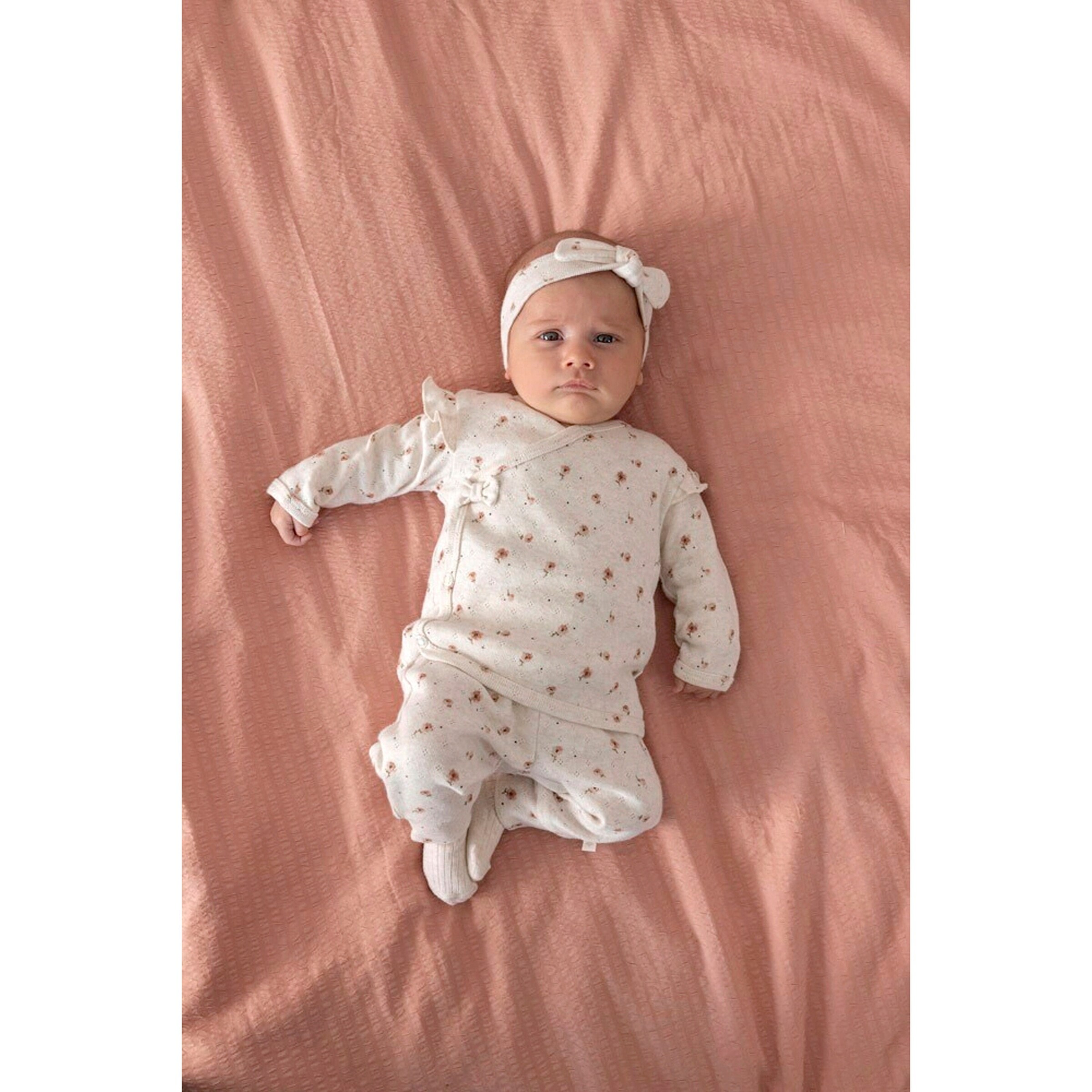 Feetje Ajour-Wickelshirt langarm Blumen beige melange/rosa