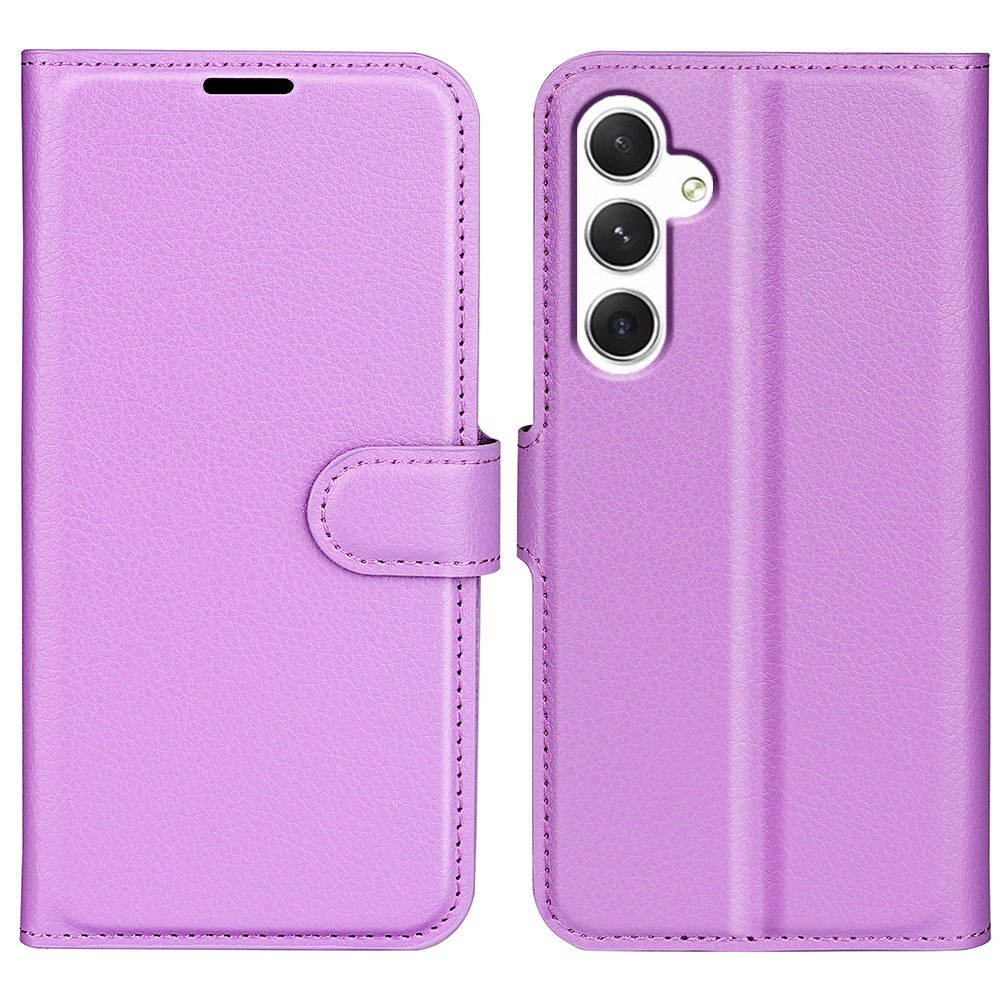 Samsung Galaxy S24 Leder Tasche Flip Cover Litchi Look - Lila