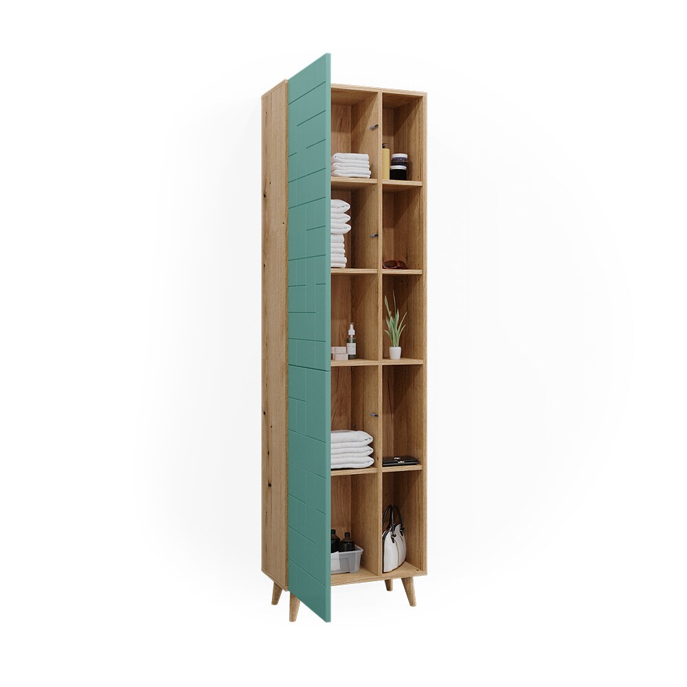 Vicco Hochschrank für Badezimmer Rudi 56 x 193 cm, Eiche Evoke Mintgrün, Badschrank