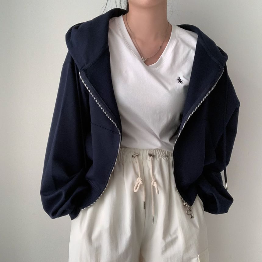 Coris - Effen cropped hoodie met rits