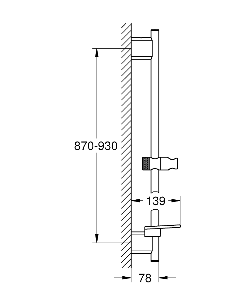 Grohe Rainshower SmartActive glijstang 90cm phantom black - zwart mat