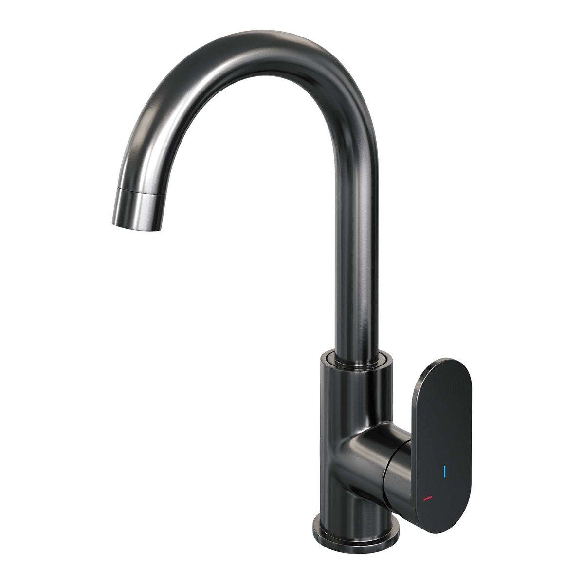 Brauer Gunmetal Edition ColdStart wastafelkraan met draaibare ronde uitloop model C gunmetal geborsteld PVD