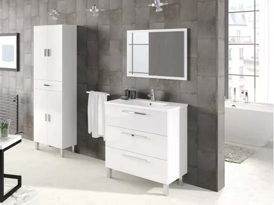 Colonne salle de bain avec 4 Portes coloris blanc brillant - 182 x 60 x 29 cm