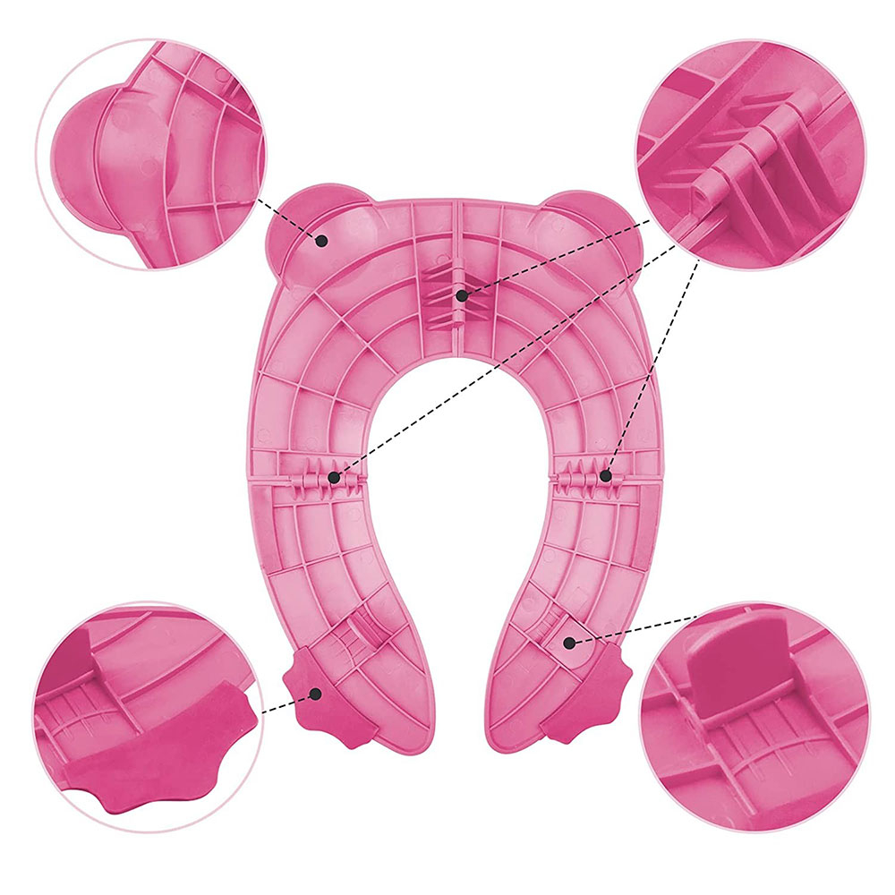 Faltbarer Frosch Kinder Toilettensitz Klappbarer WC Trainer   Aufbewahrungstasche - Pink