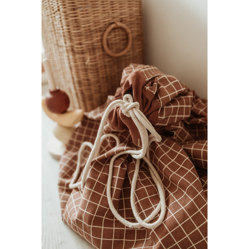 Køb Play&Go Organic Grid Brown 2-in-1 Legetæppe