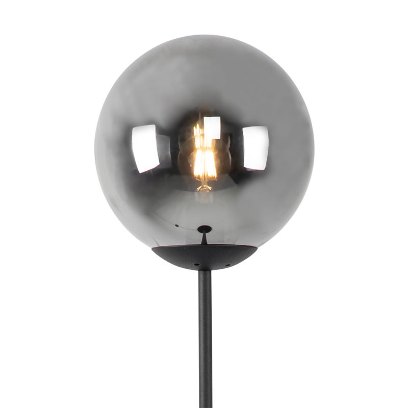 QAZQA - Art Deco vloerlamp | Staande lamp | Lamp | Licht, zwart met rookglas - Pallon Mezzi | Woonkamer | Slaapkamer - Langwerpig - LED-compatibel E27