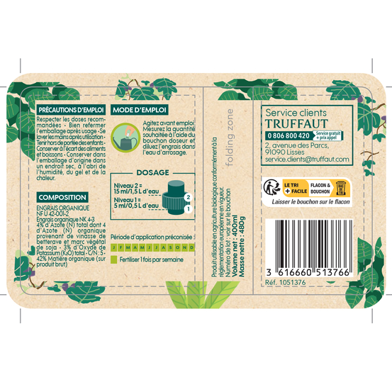 Engrais liquide Truffaut plantes d’intérieur 400 ml