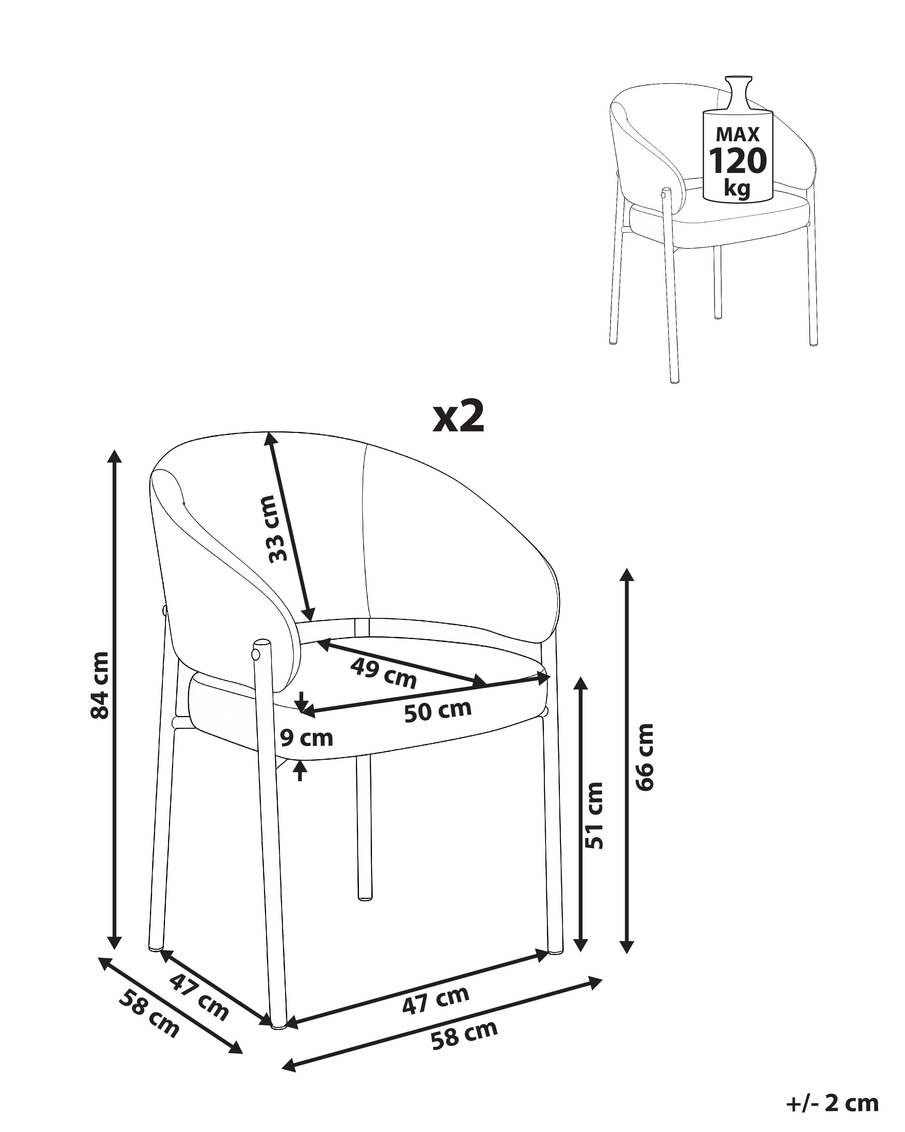 Set van 2 eetkamerstoelen ZANE Stof Lichtbeige