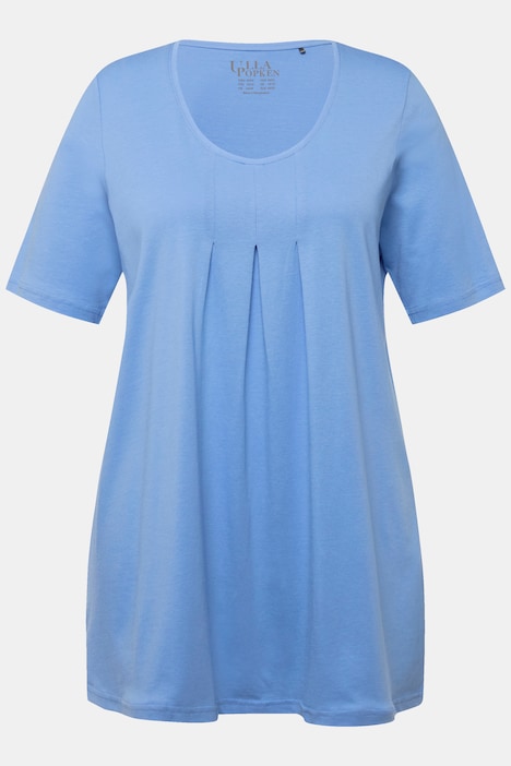 T-Shirt, Zierfalten, A-Linie, Rundhals, Halbarm, Modal