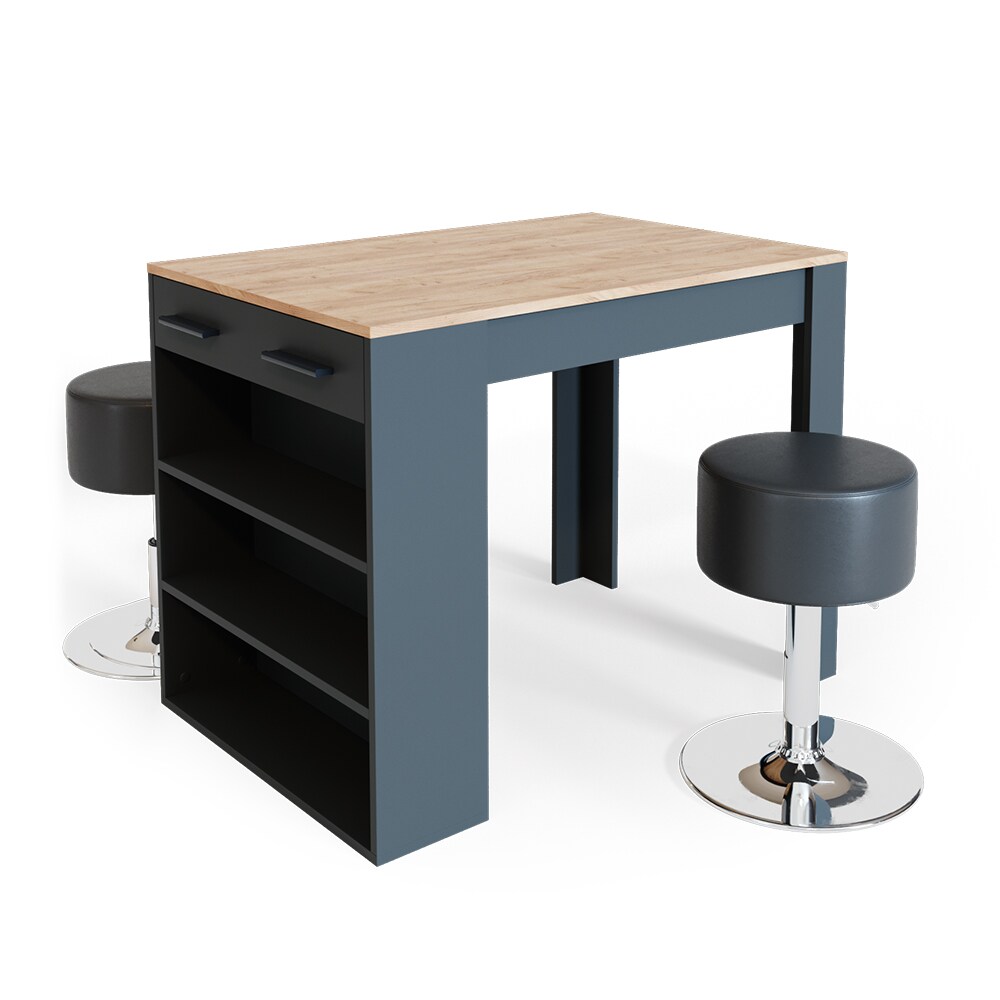 VICCO Bartisch REPOSE Tresen Tisch Hocker Bistrotisch Schublade Eiche Anthrazit