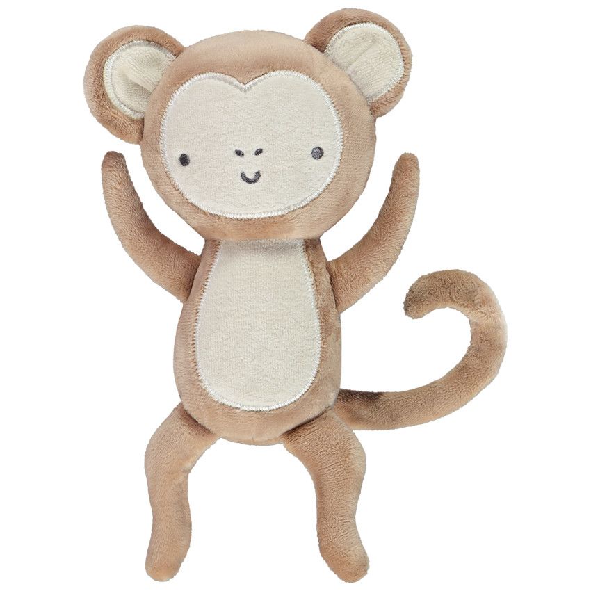 Peluche singe en velours pour bébé - Moutarde