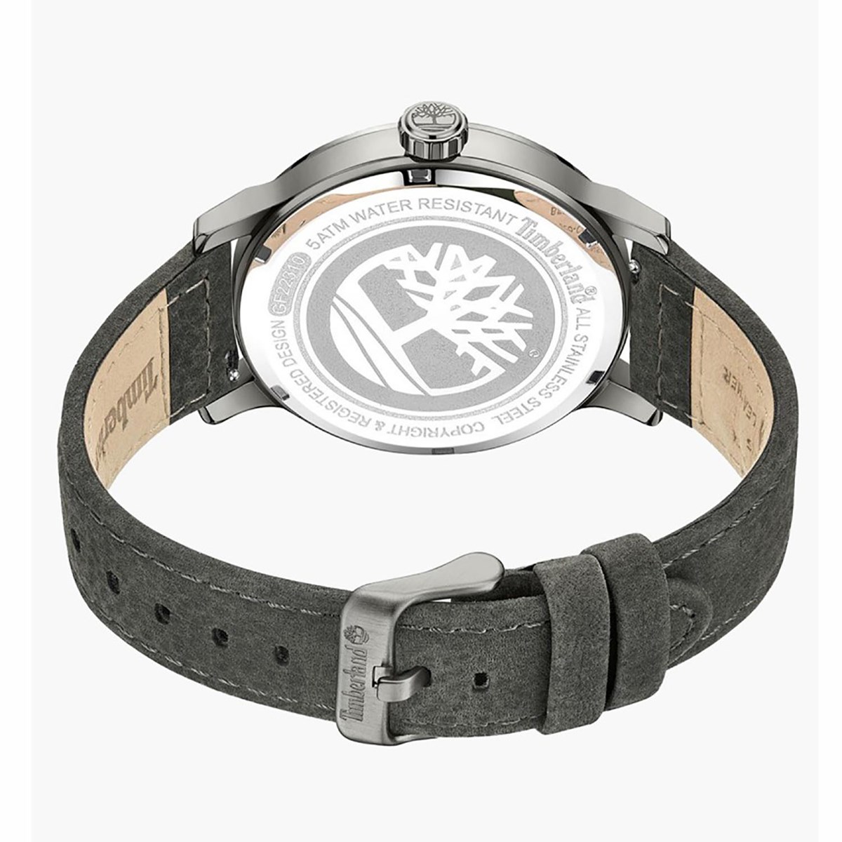 Montre Timberland Discoll acier noir cuir gris