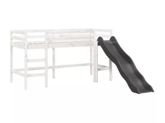Lit mezzanine enfants avec tour bleu 90x200 cm bois pin massif