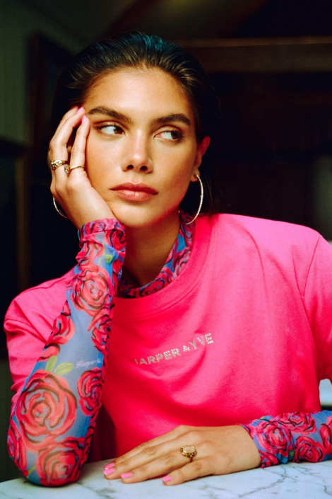Harper & Yve roze dames t-shirt