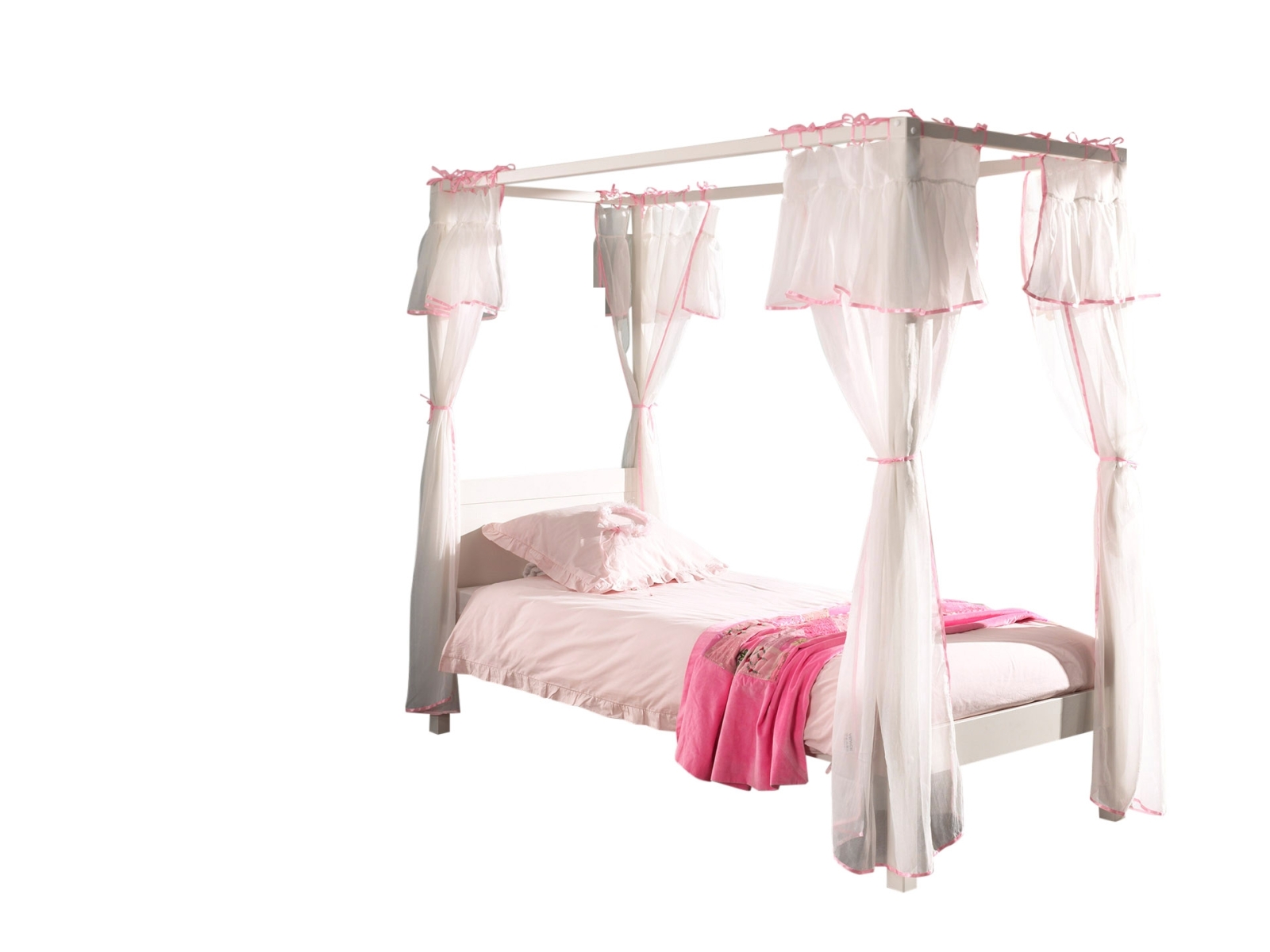Nostalgisches Himmelbett - weiß - 90x200 cm