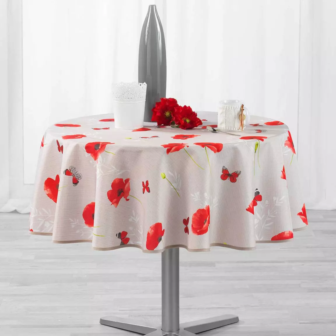 Nappe ronde (D180 cm) Sweet Poppy Rouge