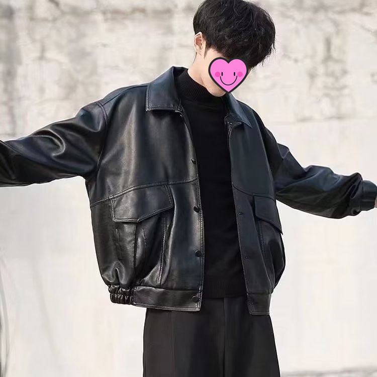 DuckleBeam - Effen oversized imitatieleren jas