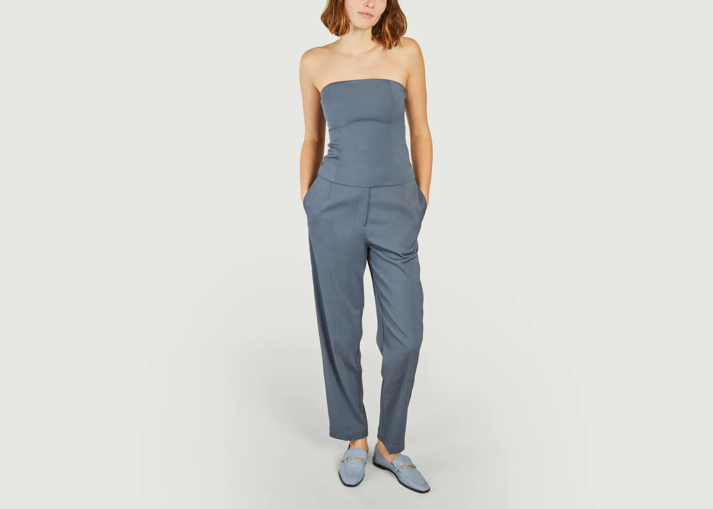 Top bustier uni avec smocks au dos Elyn Samsoe Samsoe