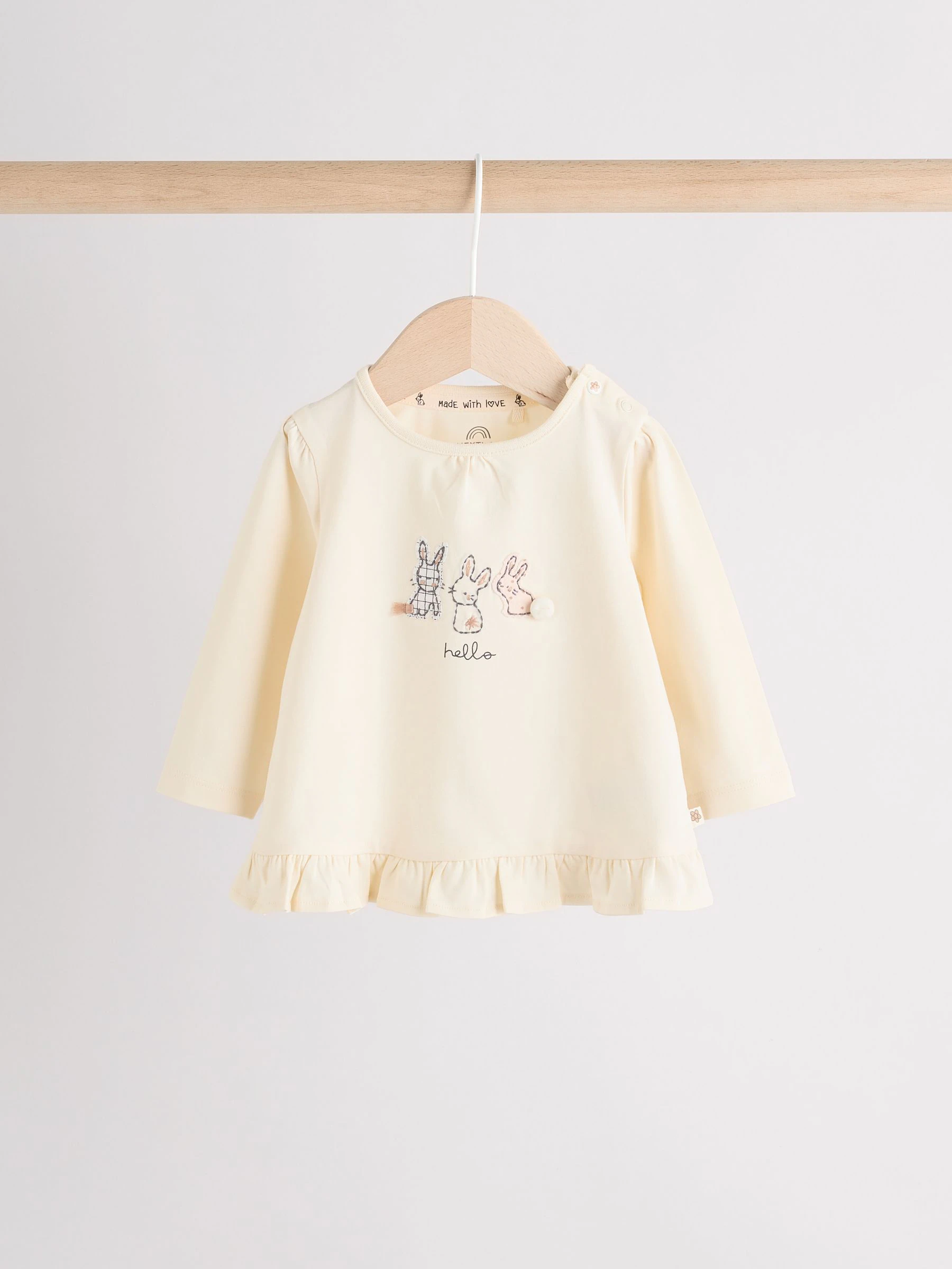 Crème gestreept konijn - Set met lange mouwen en legging voor baby's (0mnd-2jr)