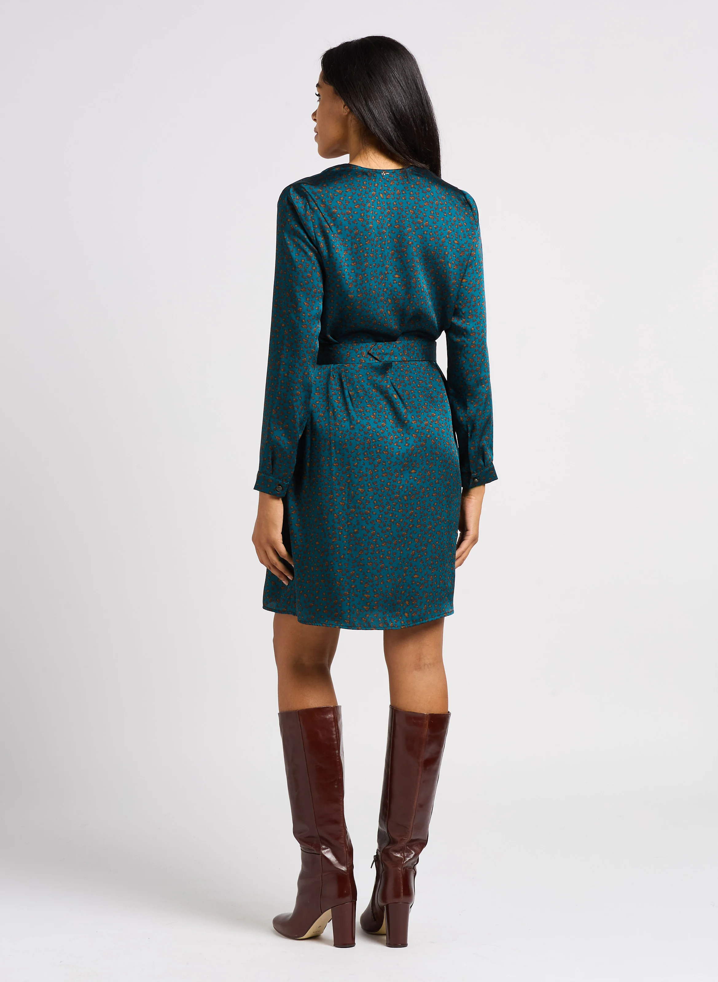 RYANNE - Robe courte droite à col V | Vert