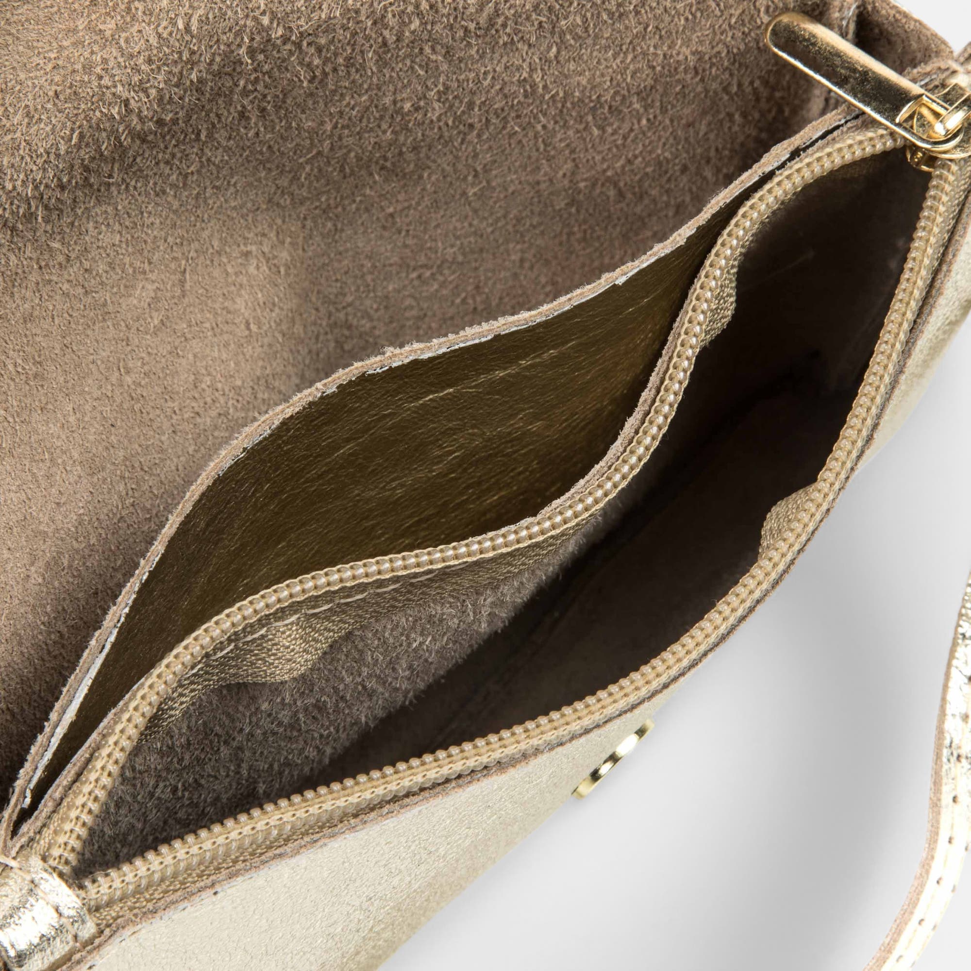 Sac bandoulière en cuir or