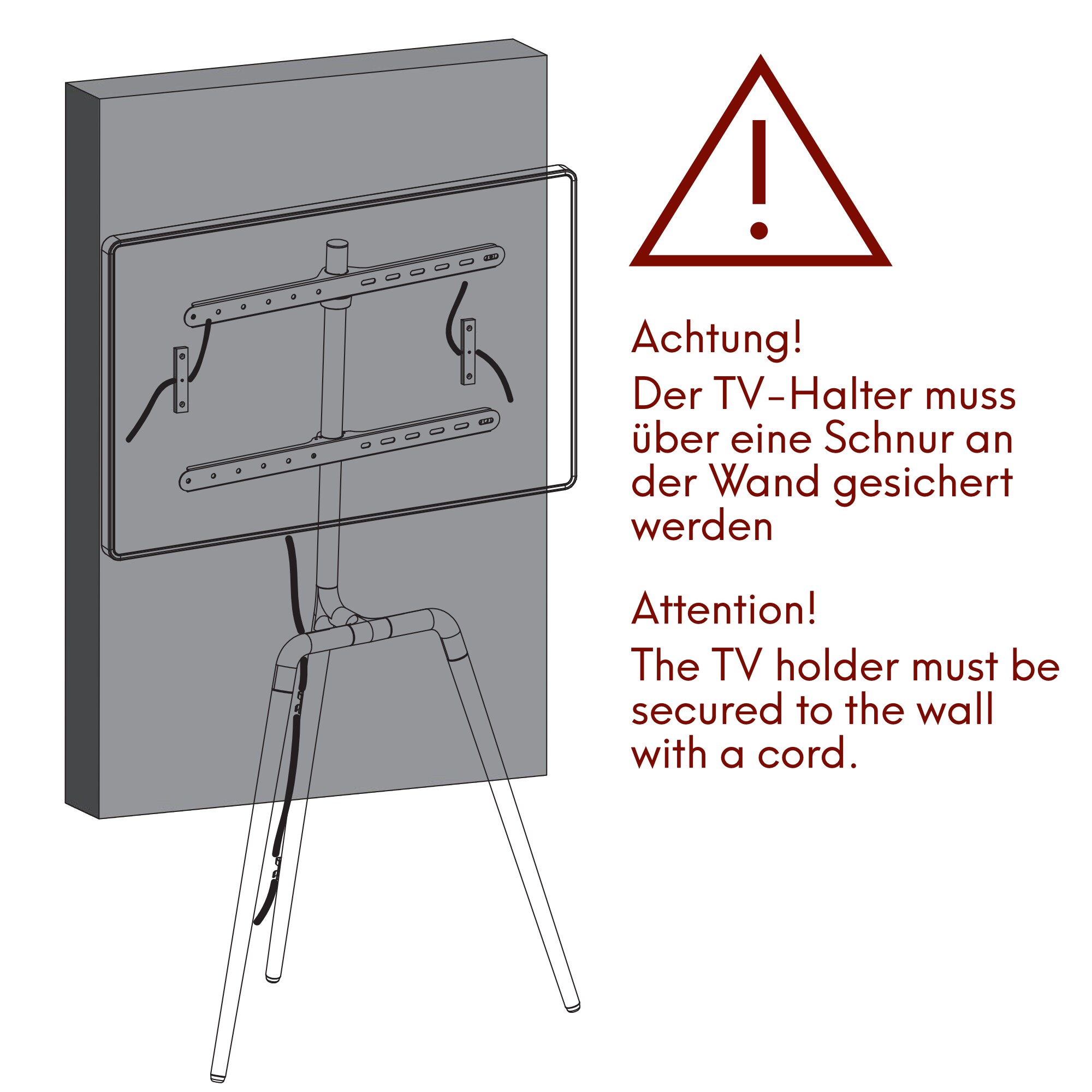 TV Standhalter Buche - VESA bis max. 600x400 für 45-65 Zoll max. 40kg Weiß