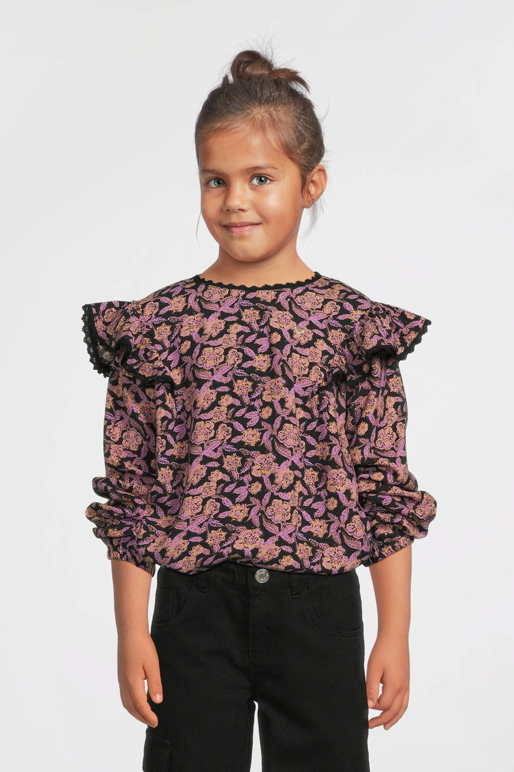 LOOXS blouse met all over print paars