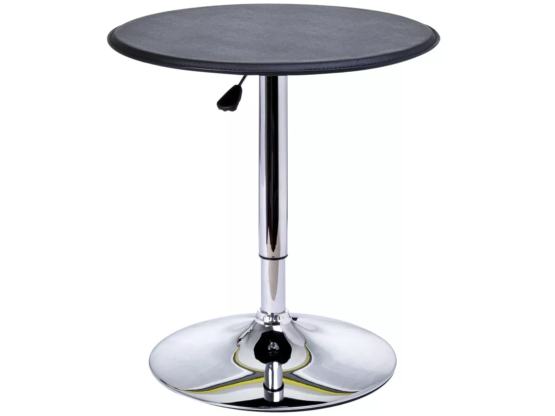Table de bar table bistro chic style contemporain table ronde hauteur réglable 67-93 cm Ø 63 cm plateau pivotant 360° métal chromé PVC noir