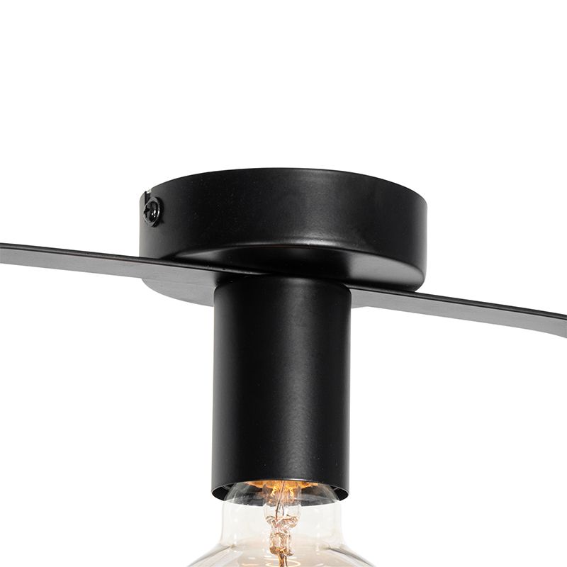Moderne plafondlamp zwart met glas rechthoekig - Roslini