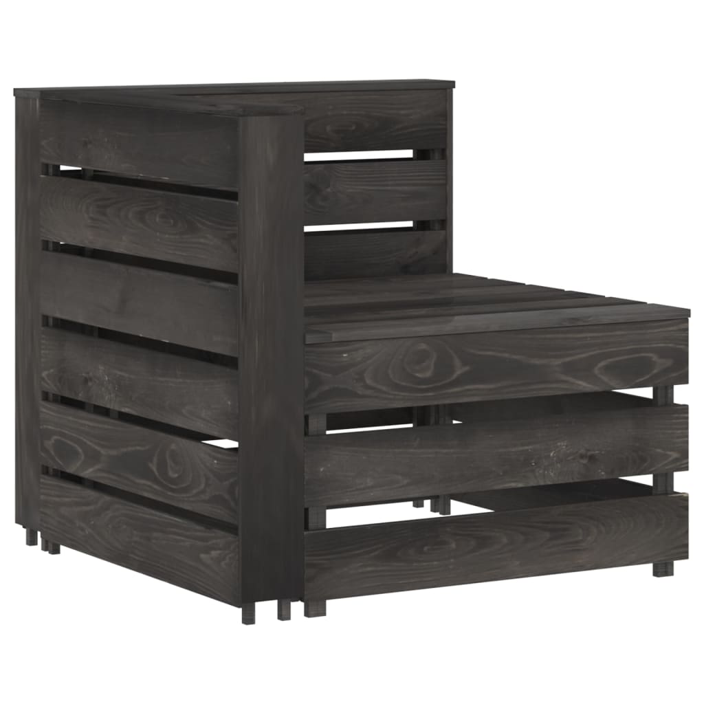 Salon de jardin meuble d'extérieur ensemble de mobilier 9 pièces bois de pin imprégné de gris