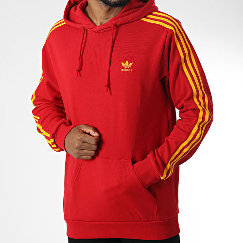Sweat Capuche A Bandes HK7395 Rouge