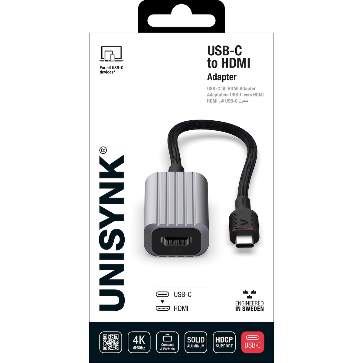 Unysink USB-C til HDMI adapter 10378 (grå)